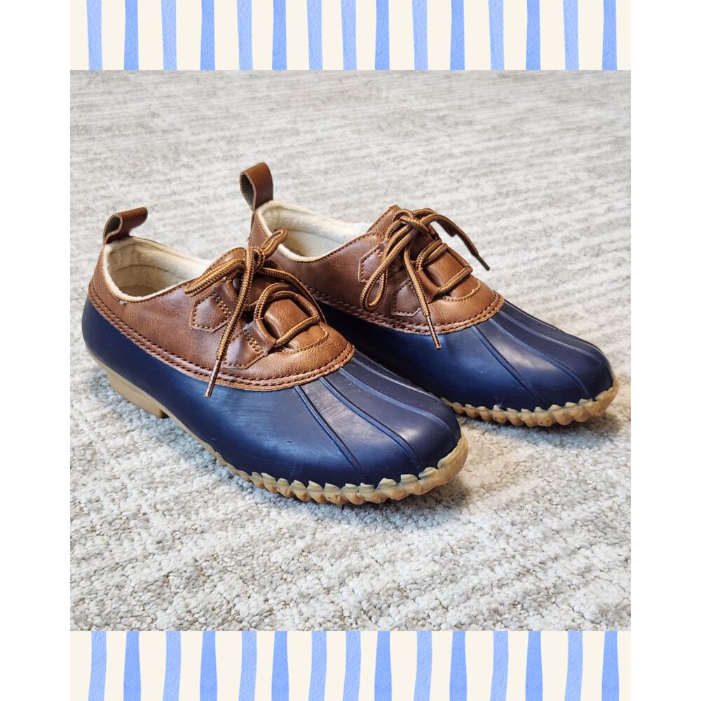 JBU by Jambu women's Glenda waterproof duck boot low top brown blue size 7